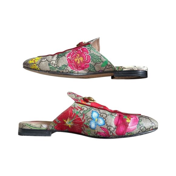 GUCCI Princetown GG Horsebit Flora Loafer Mule EU 36.5 US 6.5 Multicolor Floral - Picture 5 of 10